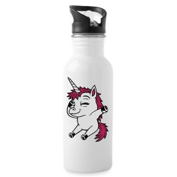 Dabbing Dancing Unicorn Party - Water bottle with straw - white - Right