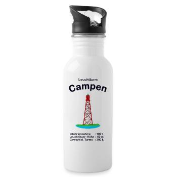 Leuchtturm Campen an der Nordsee Zeichnung - Trinkflasche mit integriertem Trinkhalm - Weiß - Rechts