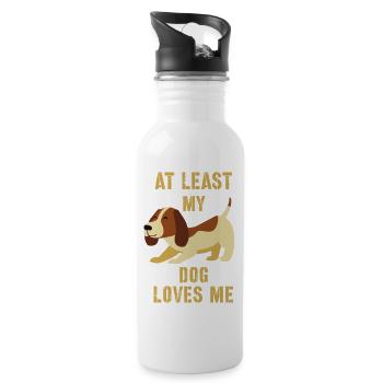 Zumindest mein Hund liebt mich - Trinkflasche mit integriertem Trinkhalm - Weiß - Rechts