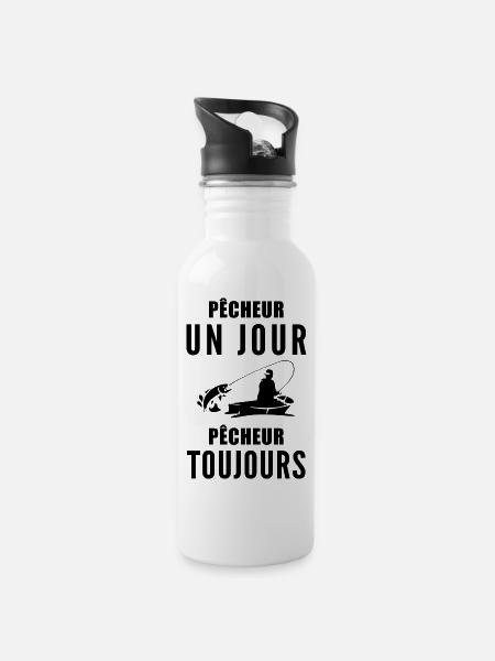 Pêcheur / humour pêche - Gourde avec paille intégrée - blanc