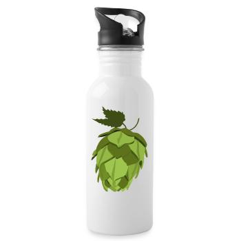 Hopfen Biertrinker Bierbrauer Geschenk - Trinkflasche mit integriertem Trinkhalm - Weiß - Rechts