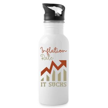 Inflation annoys frustration Provocation Statement - Water bottle with straw - white - Right