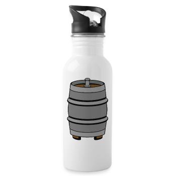Bierfass Biertrinker Biertrinkerin Geschenkidee - Trinkflasche mit integriertem Trinkhalm - Weiß - Rechts