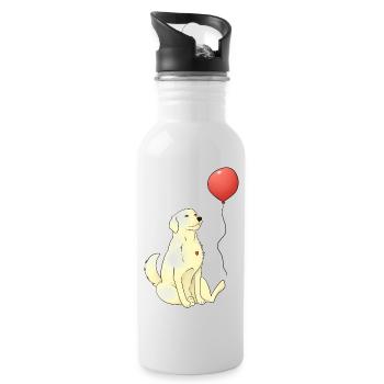 Golden Retriever - Trinkflasche mit integriertem Trinkhalm - Weiß - Rechts