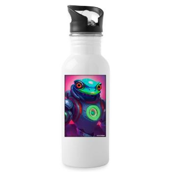 Space Frog Future Cyborg Robot - Water bottle with straw - white - Right