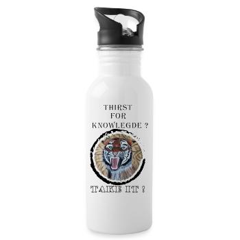 Hungry Tiger Educational Quotes - Water bottle with straw - white - Right