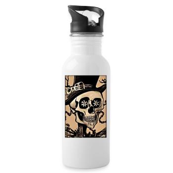 Squelette Skull Flower Steampunk Halloween - Gourde avec paille intégrée - blanc - Droite