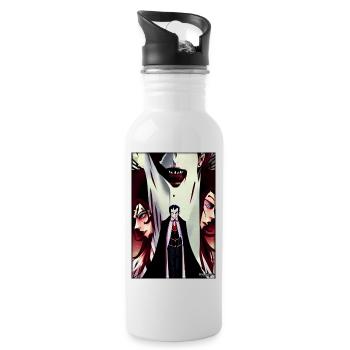 Manga Vampir Dracula Monster Halloween - Trinkflasche mit integriertem Trinkhalm - Weiß - Rechts