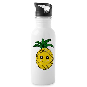 Kawaii Pineapple Kawaii Fruits Kawaii Fruit - Water bottle with straw - white - Right