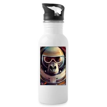 Affe Tier Astronaut Weltraum Raumfahrt Universum 3 - Trinkflasche mit integriertem Trinkhalm - Weiß - Rechts