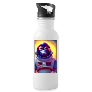 Monkey Animal Astronaut Space Space Universe 5 - Water bottle with straw - white - Right