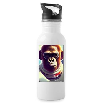 Monkey Animal Astronaut Space Space Universe 2 - Water bottle with straw - white - Right