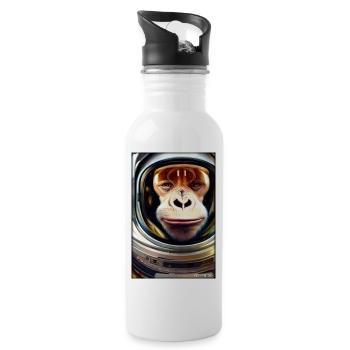 Monkey Animal Astronaut Space Space Universe 4 - Water bottle with straw - white - Right