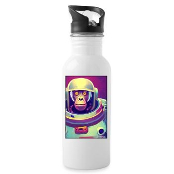 Monkey Animal Astronaut Space Space Universe 8 - Water bottle with straw - white - Right