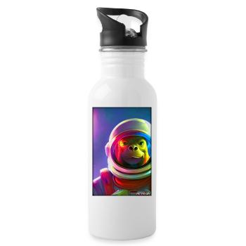 Monkey Animal Astronaut Space Space Universe 6 - Water bottle with straw - white - Right