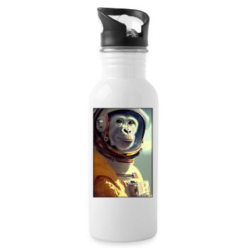 Monkey Animal Astronaut Space Space Universe 1 - Water bottle with straw - white - Right