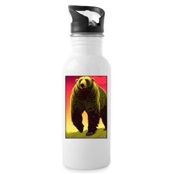 Bear Grizzly Bear Brown Bear Predator Wildlife Forest 1 - Water bottle with straw - white - Right