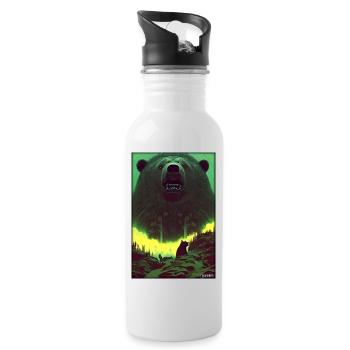 Bear Grizzly Bear Brown Bear Predator Wildlife Forest 2 - Water bottle with straw - white - Right