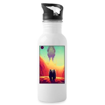 Bear Grizzly Bear Brown Bear Predator Wildlife Forest 3 - Water bottle with straw - white - Right