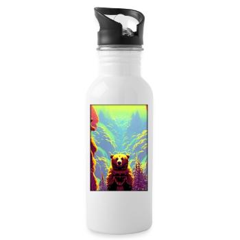 Bear Grizzly Bear Brown Bear Predator Wildlife Forest 7 - Water bottle with straw - white - Right