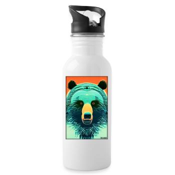 Bear Grizzly Bear Brown Bear Predator Wildlife Forest 6 - Water bottle with straw - white - Right