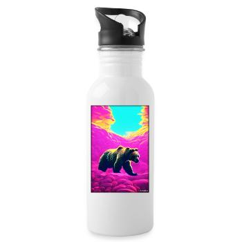 Bear Grizzly Bear Brown Bear Predator Wildlife Forest 10 - Water bottle with straw - white - Right