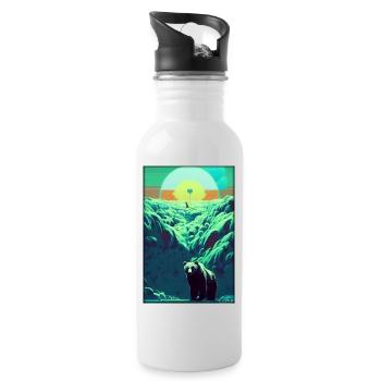 Bear Grizzly Bear Brown Bear Predator Wildlife Forest 8 - Water bottle with straw - white - Right