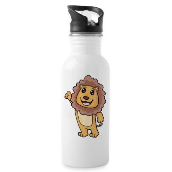 Motif de lion pour les enfants - Gourde avec paille intégrée - blanc - Droite