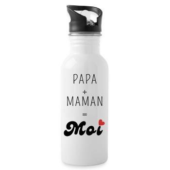 Papa plus maman égal moi - Gourde avec paille intégrée - blanc - Droite