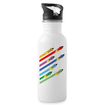 Raketen Renn - Trinkflasche mit integriertem Trinkhalm - Weiß - Rechts