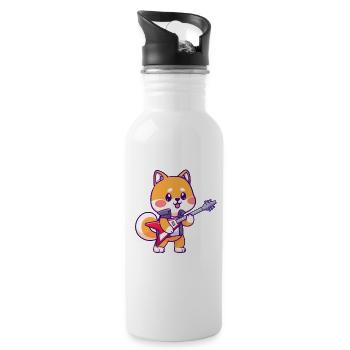 funny musician electric guitar motif - Water bottle with straw - white - Right