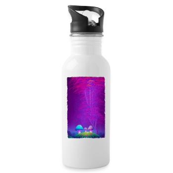 Pilze vertikal 3 - Trinkflasche mit integriertem Trinkhalm - Weiß - Rechts