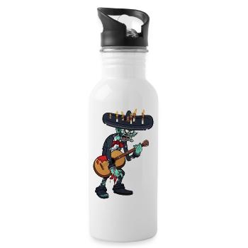 Day Of The Dead Zombie Mariachi - Water bottle with straw - white - Right