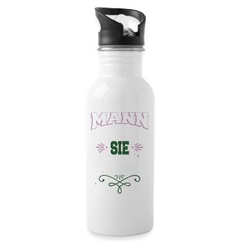 geschenkidee 2018 lustig feminismus zitat - Trinkflasche mit integriertem Trinkhalm - Weiß - Rechts