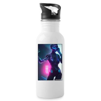 Robot Future Science Sci-Fi Machine - Water bottle with straw - white - Right