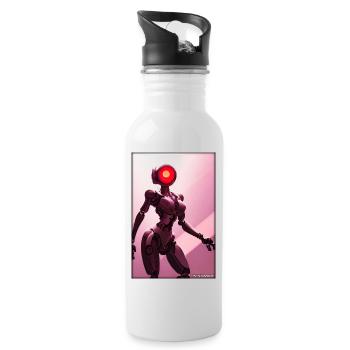 Robot Future Science Sci-Fi Machine - Water bottle with straw - white - Right
