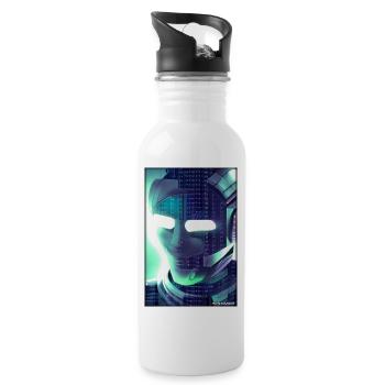 Robot Future Science Sci-Fi Machine - Water bottle with straw - white - Right