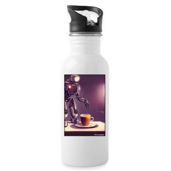 Robot Coffee Future Science Machine - Water bottle with straw - white - Right