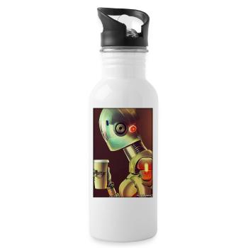 Roboter Kaffee Zukunft Wissenschaft Maschine - Trinkflasche mit integriertem Trinkhalm - Weiß - Rechts