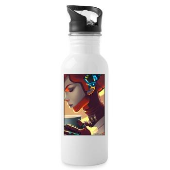 Robot Coffee Future Science Machine - Water bottle with straw - white - Right