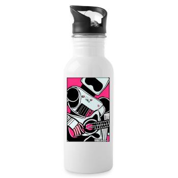 Robot Guitar Guitarist Future Music Musician - Water bottle with straw - white - Right