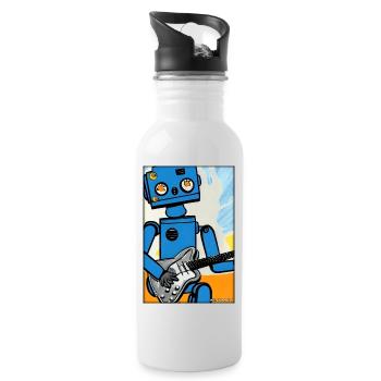 Roboter Gitarre Gitarrist Zukunft Musik Comic - Trinkflasche mit integriertem Trinkhalm - Weiß - Rechts