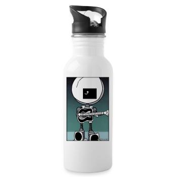 Roboter Gitarre Gitarrist Zukunft Musik Comic - Trinkflasche mit integriertem Trinkhalm - Weiß - Rechts