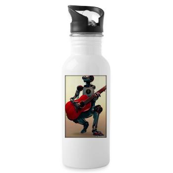 Roboter Gitarre Gitarrist Zukunft Musik Musiker - Trinkflasche mit integriertem Trinkhalm - Weiß - Rechts