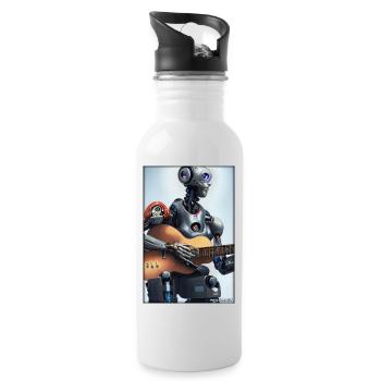 Robot Guitar Guitarist Future Music Musician - Water bottle with straw - white - Right