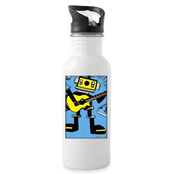 Roboter Gitarre Gitarrist Zukunft Musik Comic - Trinkflasche mit integriertem Trinkhalm - Weiß - Rechts