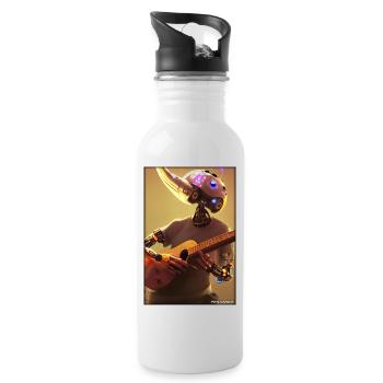 Robot Guitar Guitarist Future Music Musician - Water bottle with straw - white - Right