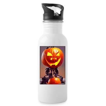 Roboter Halloween Zukunft Technik Wissenschaft - Trinkflasche mit integriertem Trinkhalm - Weiß - Rechts