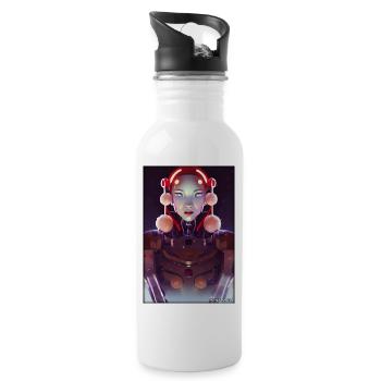 Robots Christmas Future Technology Science - Water bottle with straw - white - Right