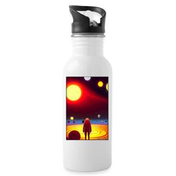 Galaxy Cosmos Universe Solar System Astronaut - Water bottle with straw - white - Right
